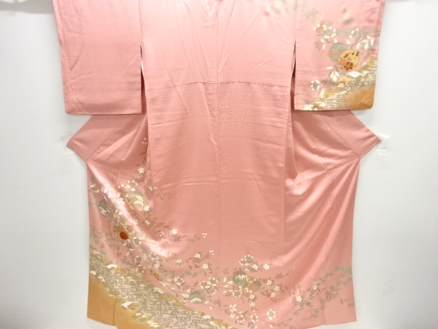 JAPANESE KIMONO / HOMONGI / KINSAI / SPIRAL & WEEPING SAKURA